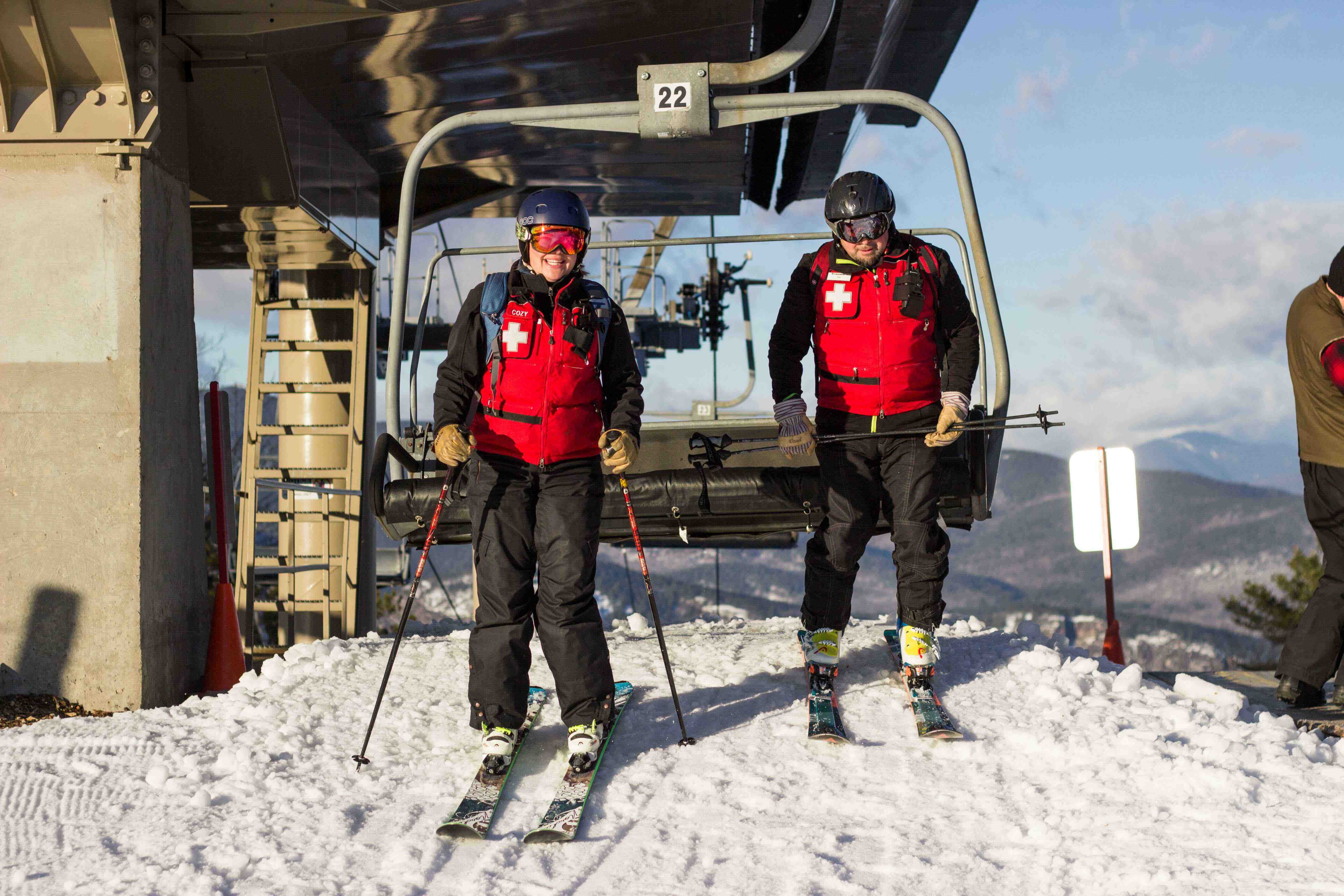 Ski Patrol unloading lift