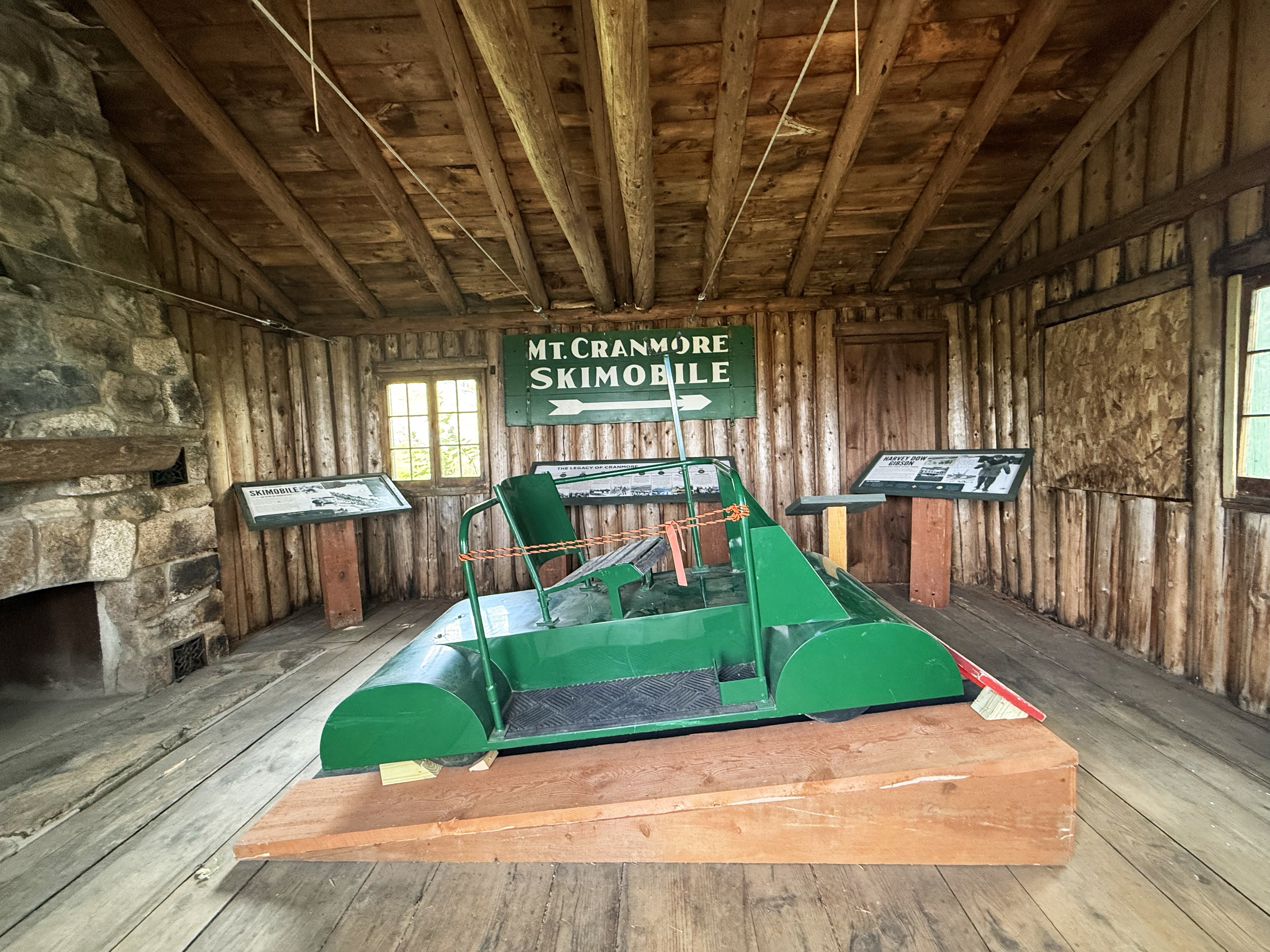 The Skimobile inside Gibson Cabin Ski Exhibit.