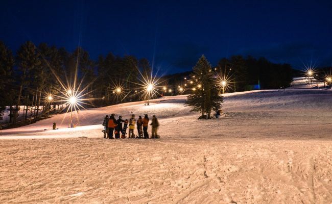 Night Skiing at Cranmore group at bottom