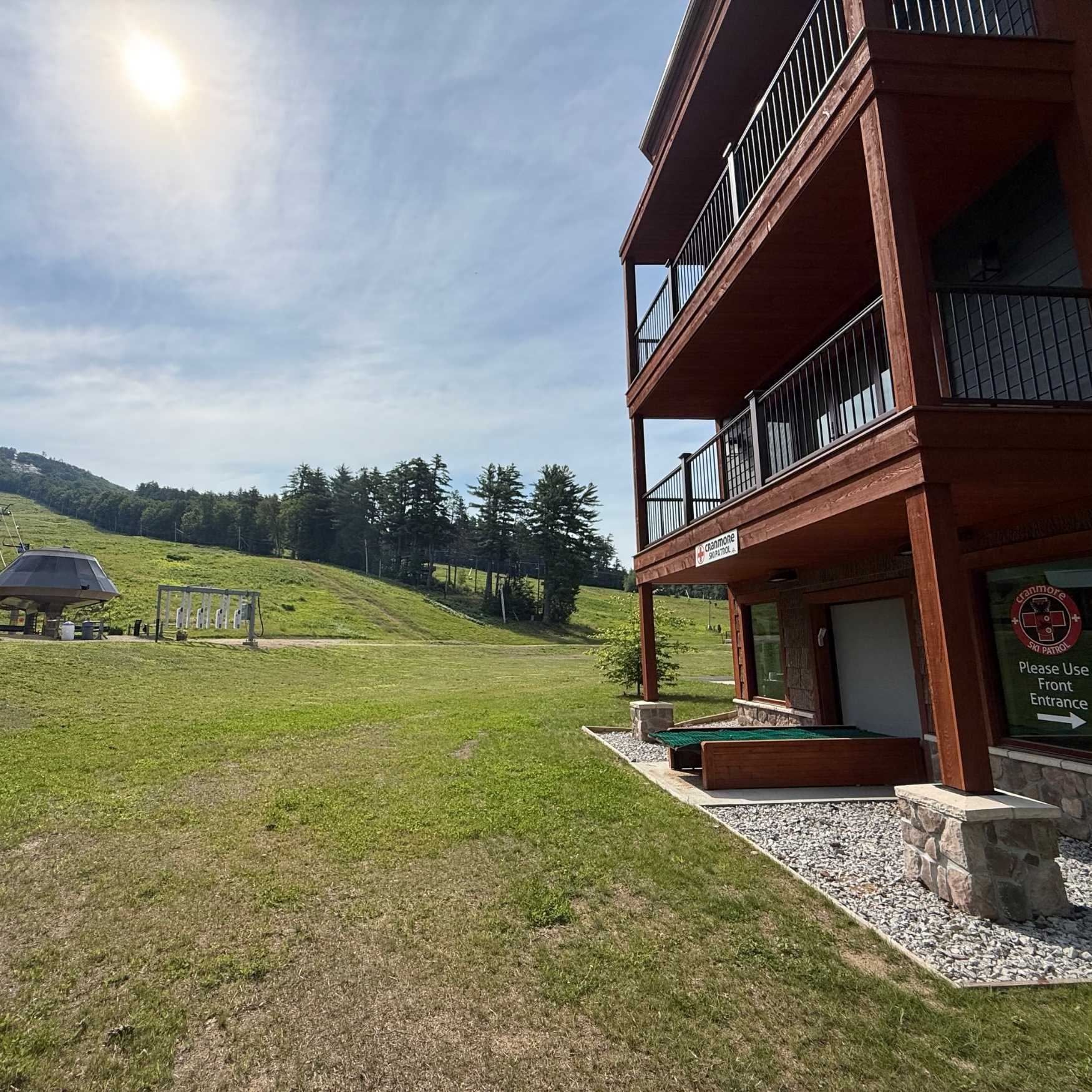 Photo of Cranmore's Base first aid, with a chairlift in the background.