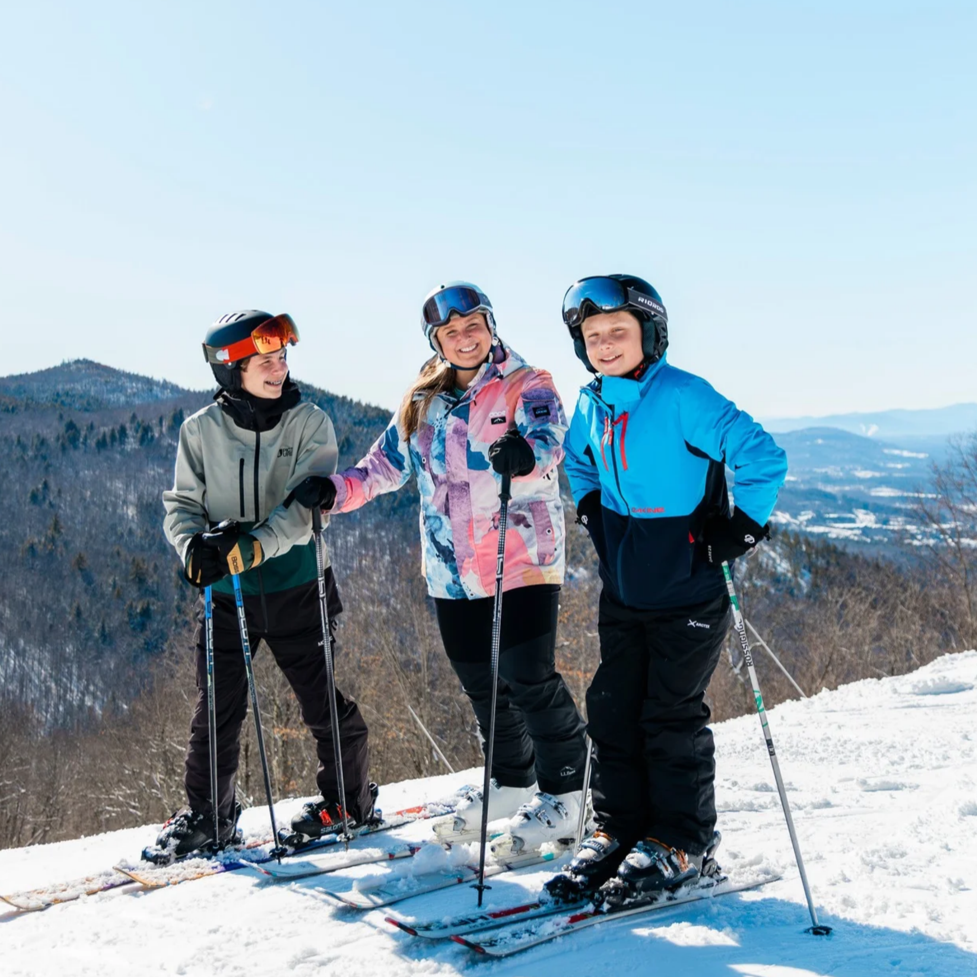 Mom 2 boys ski