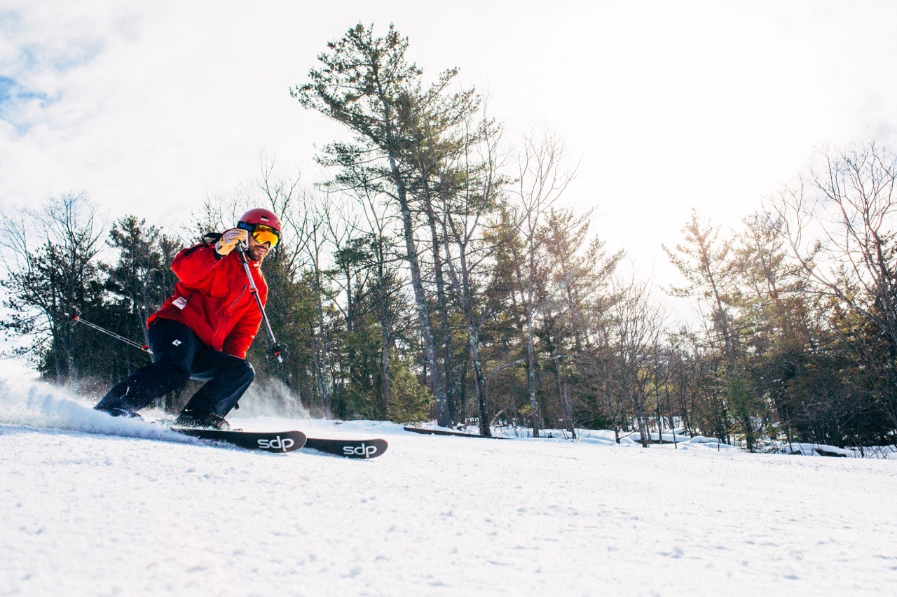 Skier red jacket