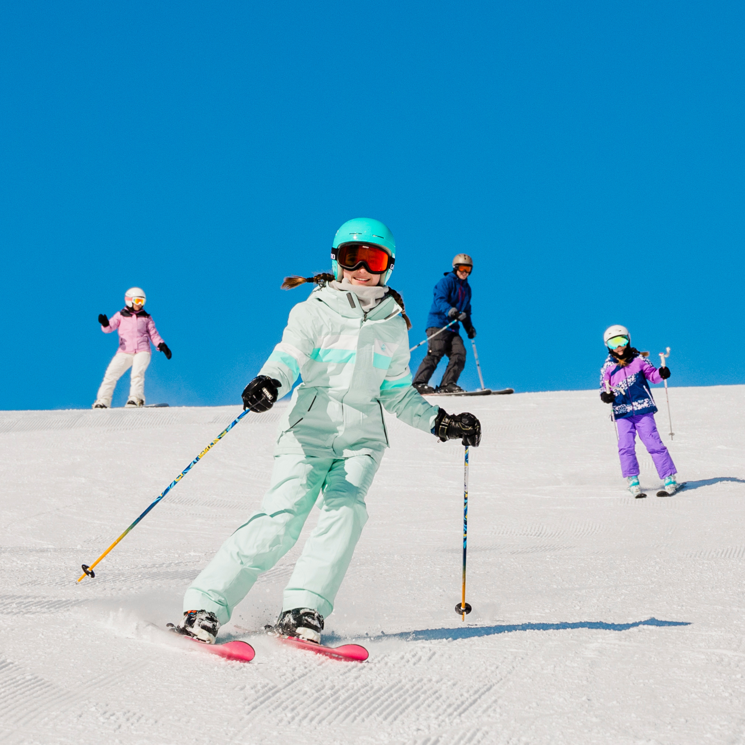 Skier in blue Square