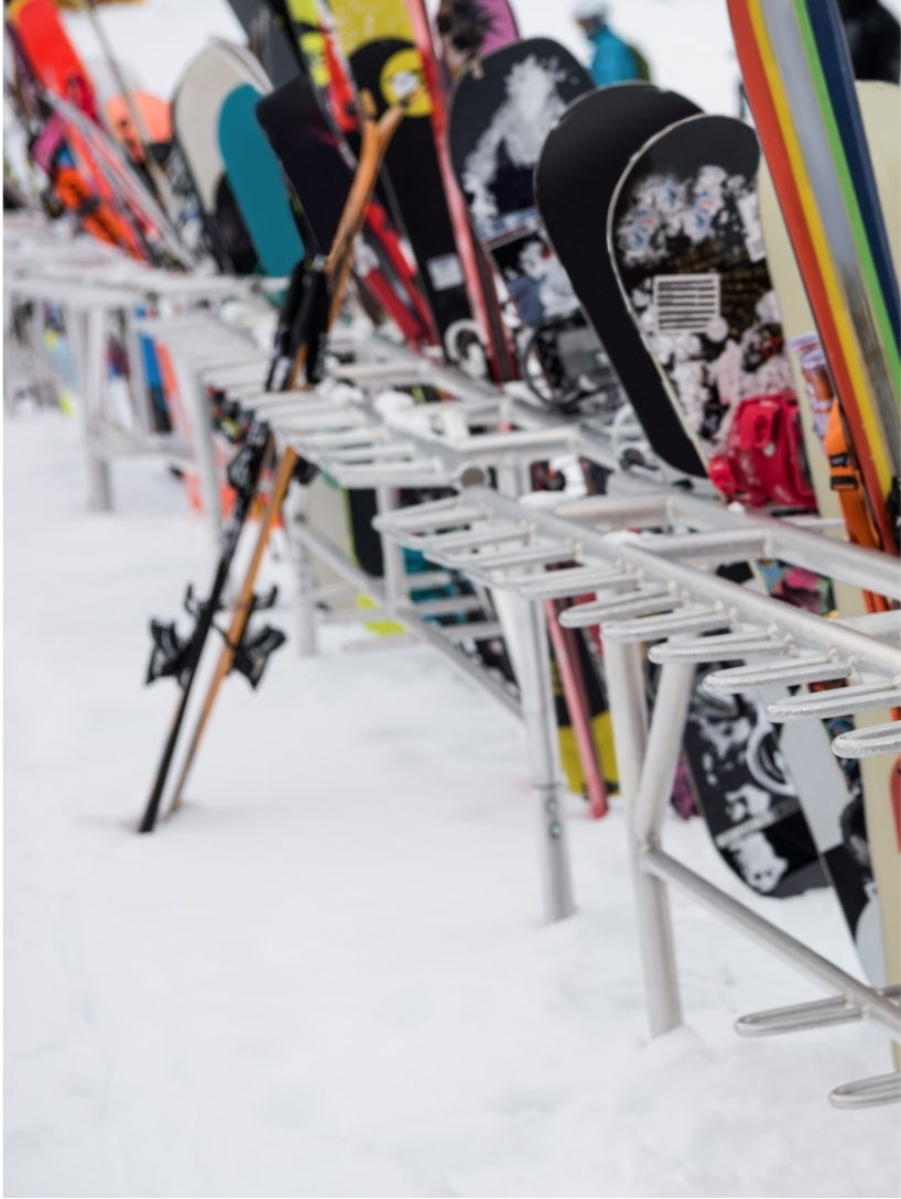 skis on racks